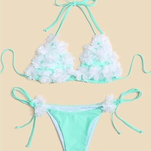 Floral Mint Green Bikini Set